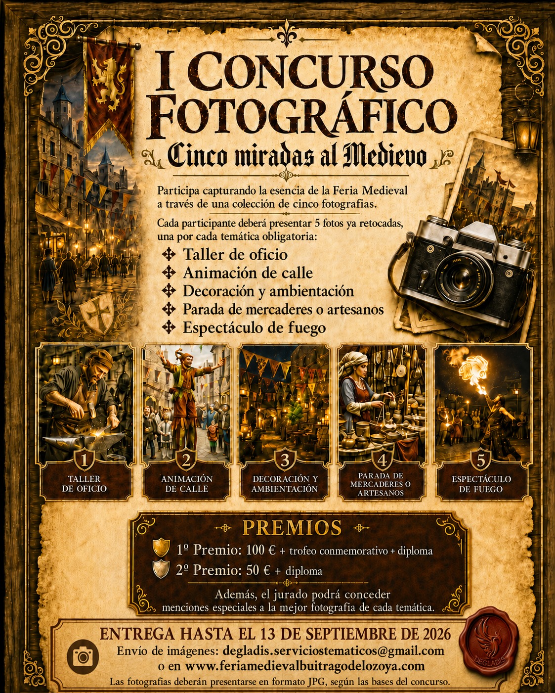 Cartel del I Concurso Fotográfico Cinco miradas al Medievo